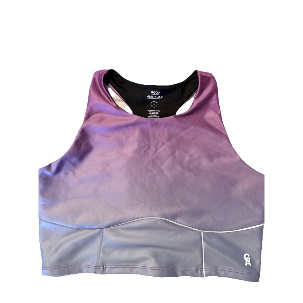 Good American Electric Feel Ombre Contour Purple Sunset Sports Bra Top Sz5